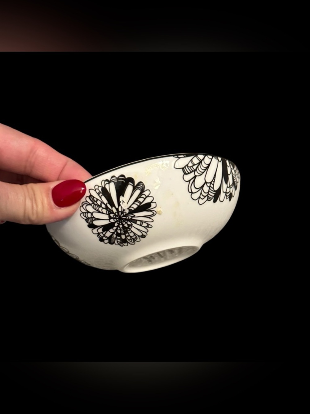 Kate Spade for Lenox “Dogwood Point” Small Fruit Bowl Black White Floral Retired